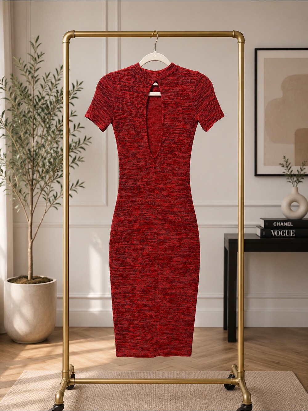 iris Red Heathered Midi Dress - Picture 2 of 3
